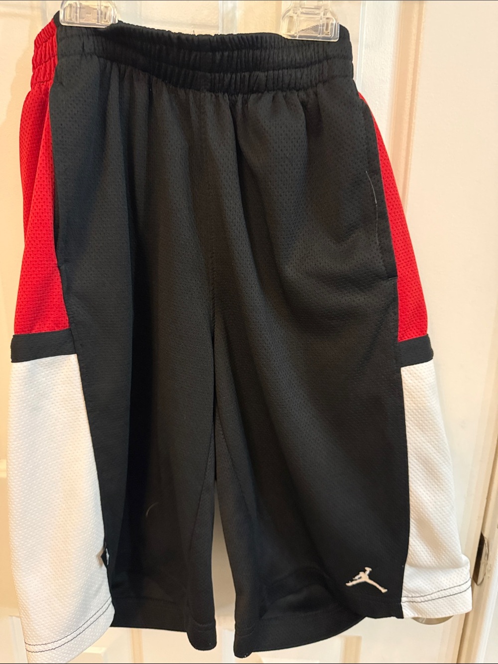 Jordan Black Red White Boys' Athletic Basketball Shorts